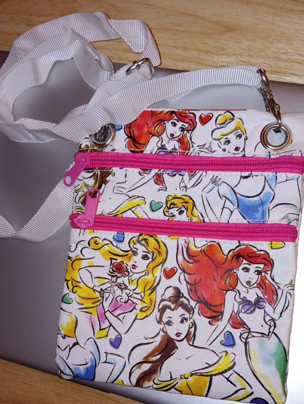 Women's Pink Disney Princess Print Crossbody Bag